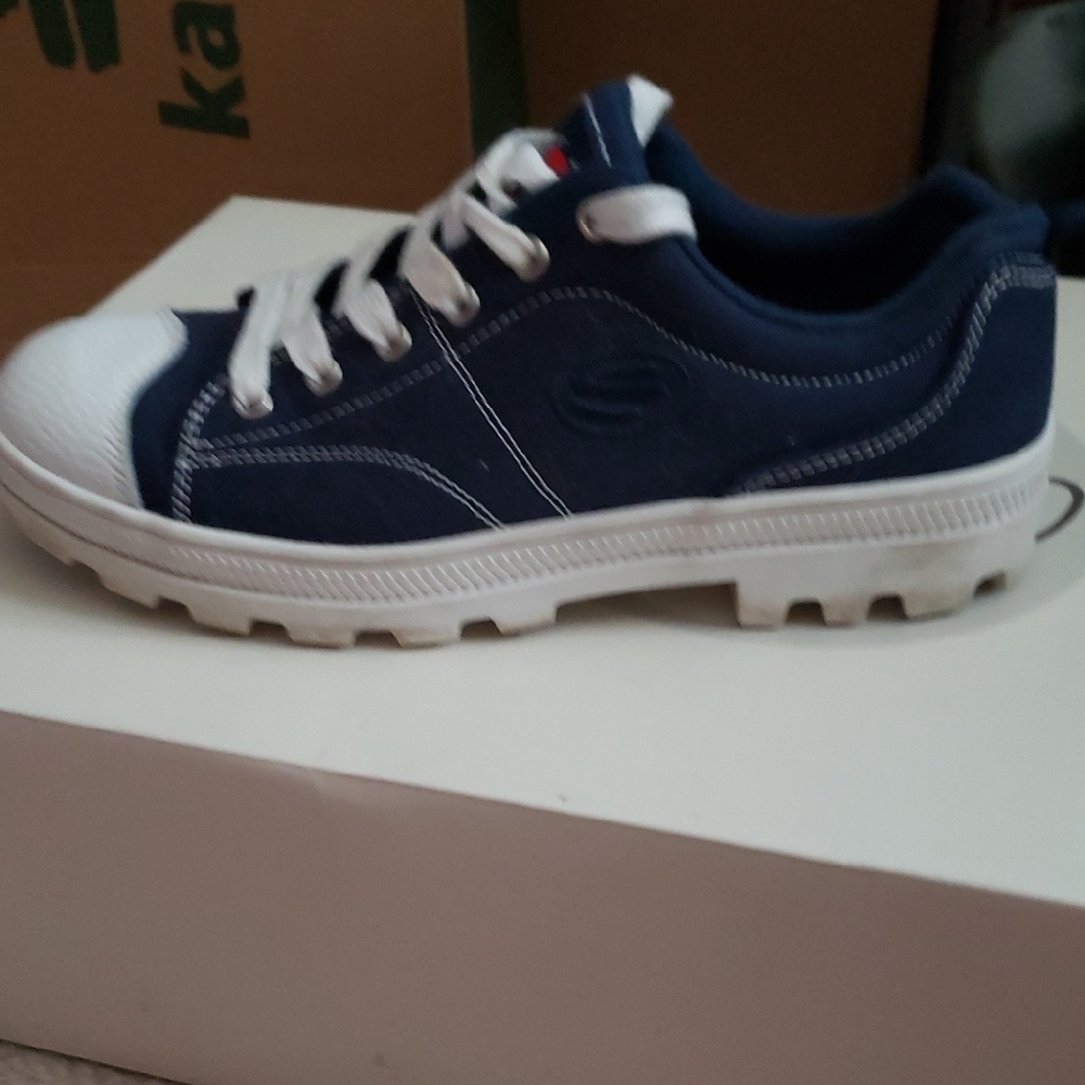 Skechers Navy and White Sneakers